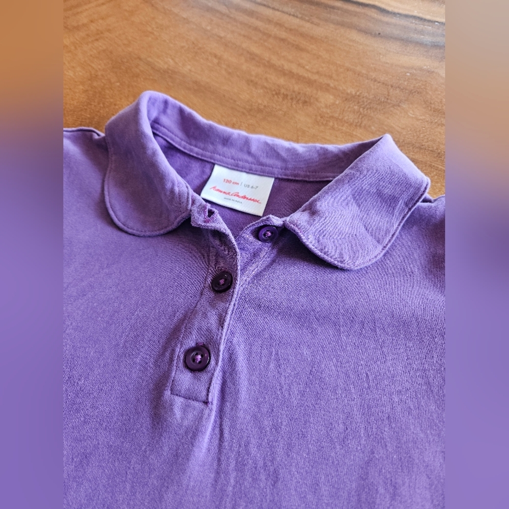 Hanna Andersson Lavender Polo Shirt for Kids 120cm Size 6-7 Cotton